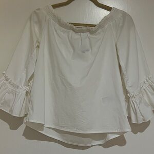 Banana Republic White Ruffle Sleeve Blouse